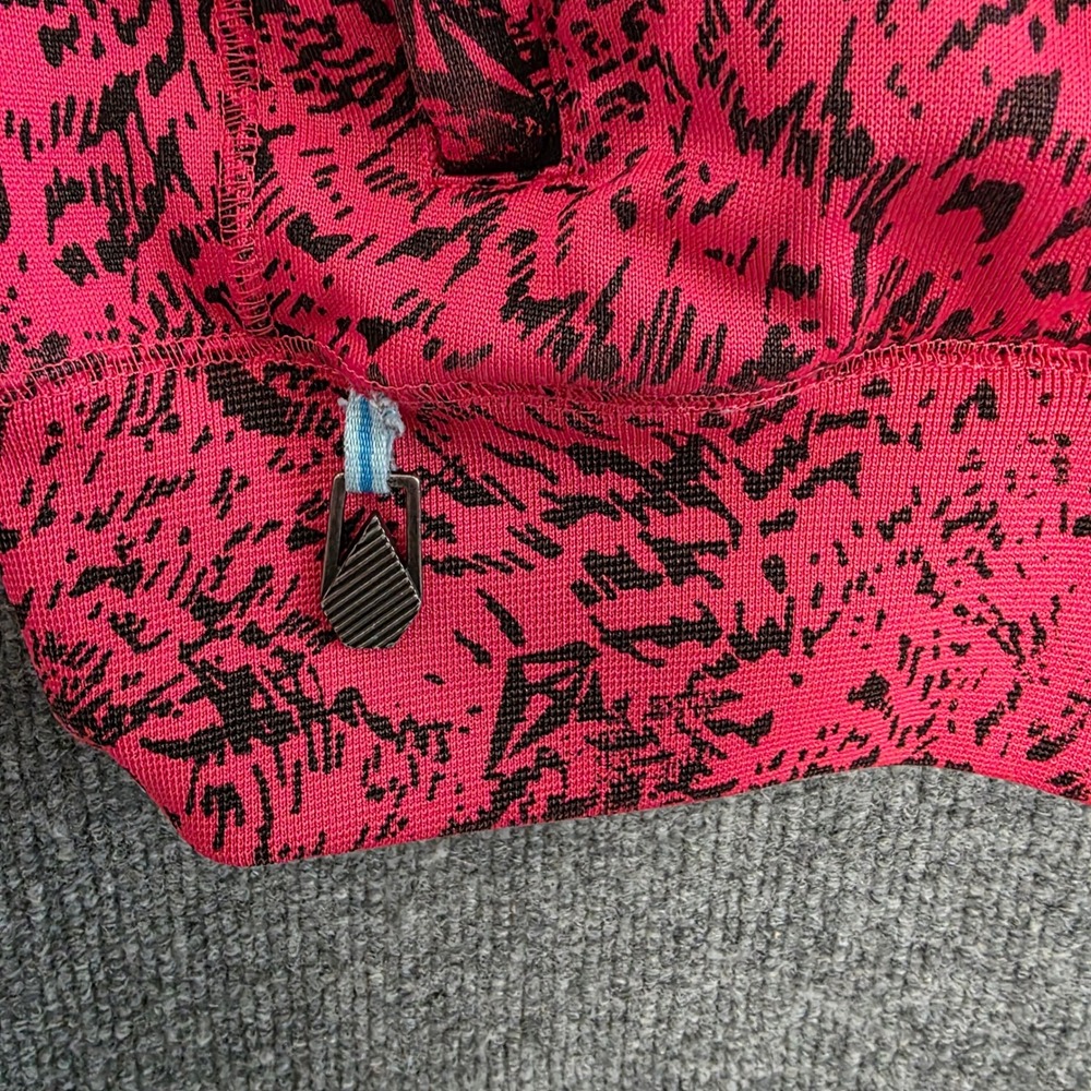Vintage Volcom Women Red Black Animal Print Zip Up Hoodie Fleece Jacket Ski Snow - Picture 4 of 15